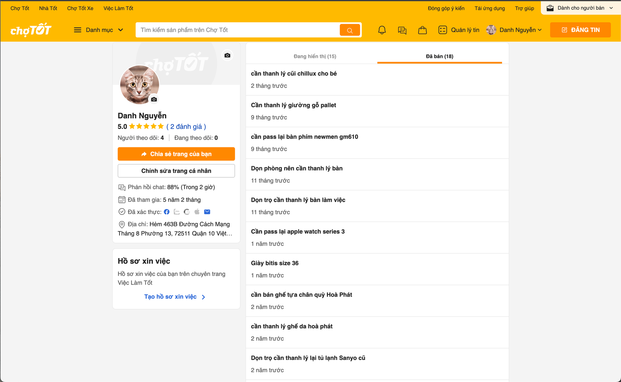 Mình đã bán những gì trên Chợ Tốt?