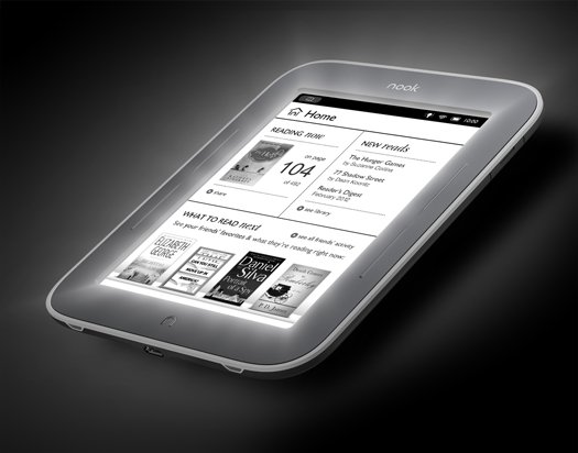 Nook Simple Touch với hệ thống đèn GlowLight cho phép đọc sách vào ban đêm. Nguồn: cnet.com