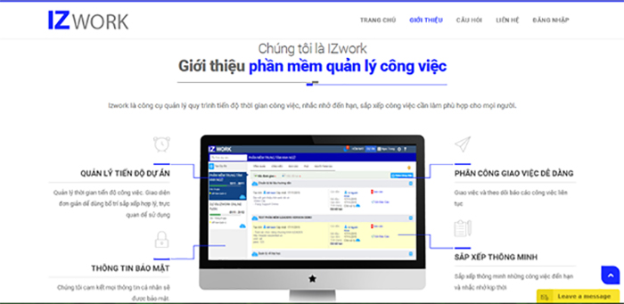 Giao diện phần mềm quản lý công việc online Izwork Giao diện phần mềm quản lý công việc online Izwork