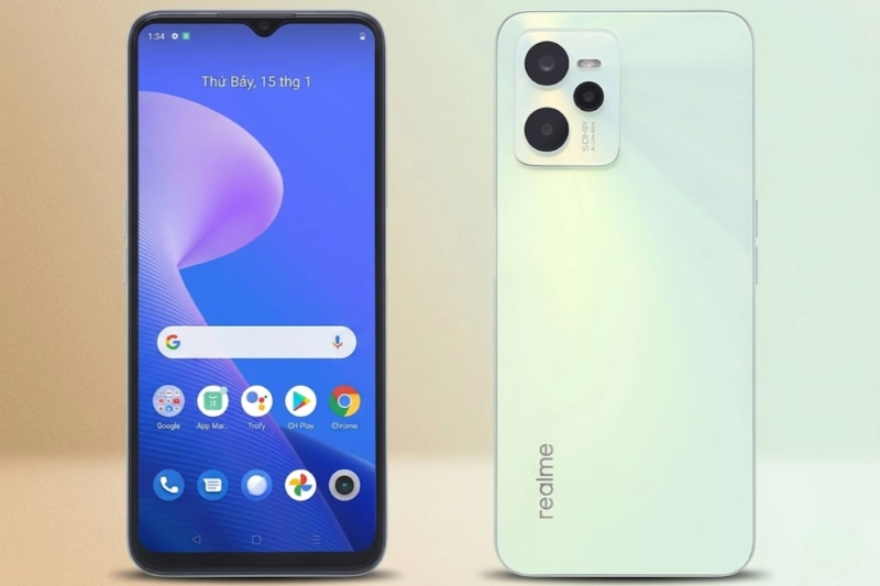 Realme C35 sở hữu thiết kế vuông vức thời thượng và màn hình độ phân giải Full HD+