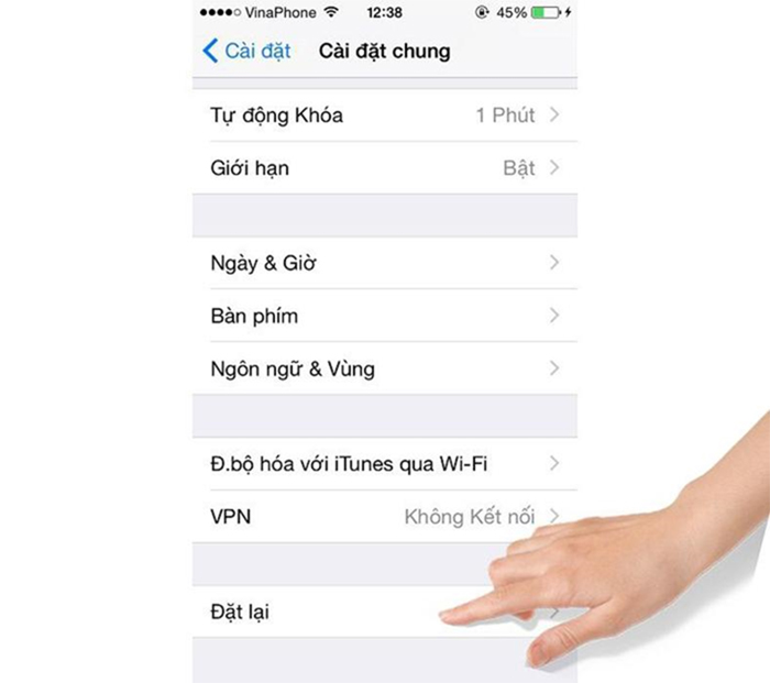 Khôi phục cài đặt thiết bị cho iPhone khi bị lỗi không nhận Sim