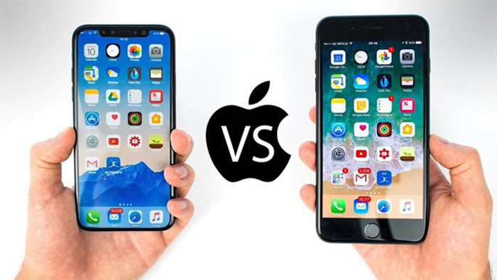 Thiết kế màn hình của iPhone 7 và iPhone 8 khá giống nhau