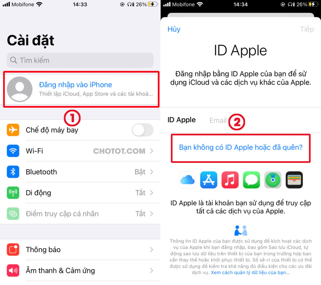Hướng dẫn cách tạo tài khoản ID Apple, iCloud miễn phí trên iPhone 6s -  Thegioididong.com