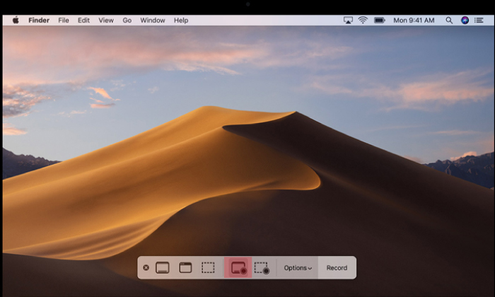 Thanh công cụ quay màn hình trên macOS Mojave