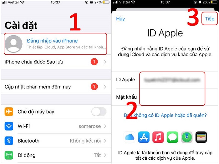 đăng nhập icloud