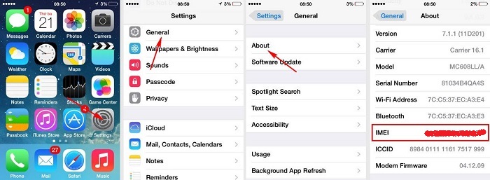 cách check IMEI iPhone