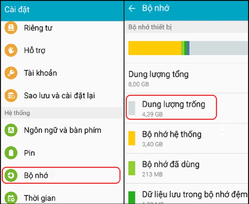 Kiểm tra dung lượng điện thoại Samsung