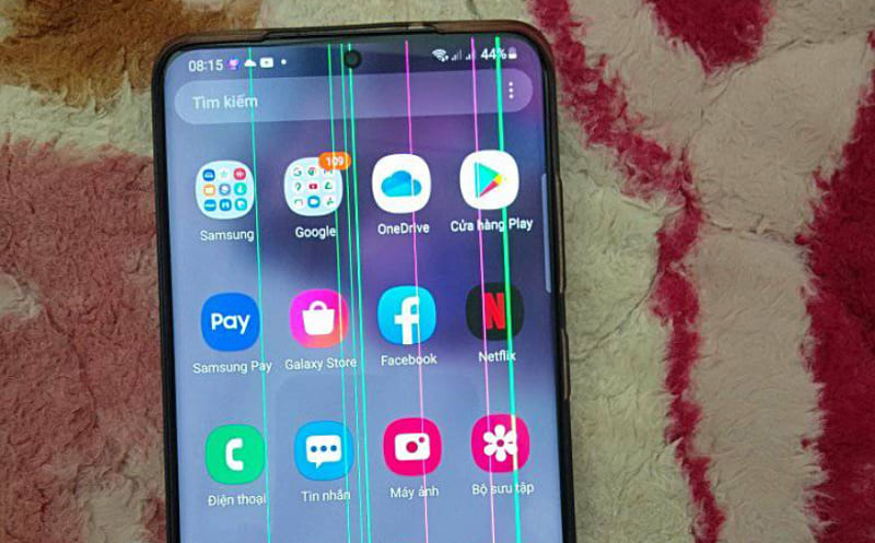 màn hình Samsung bị sọc xanh
