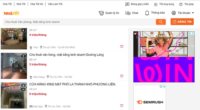 trang web cho thuê mặt bằng
