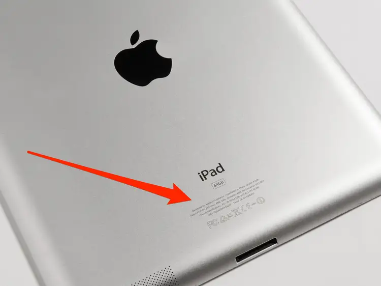 imei trên mặt lưng iPad
