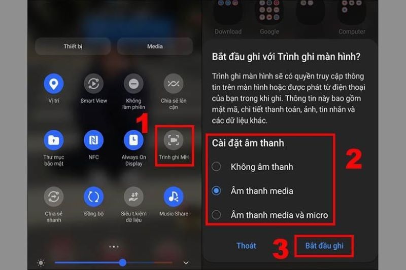 Cài đặt trình ghi màn hình trên điện thoại Samsung