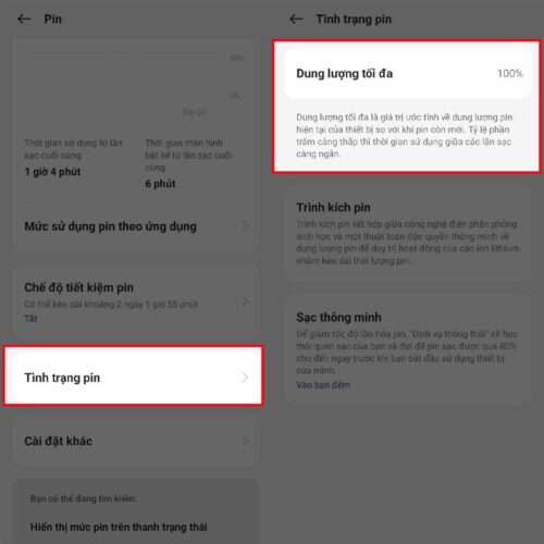 Truy cập vào Tình trạng pin để bạn có thể kiểm tra độ chai pin Realme.