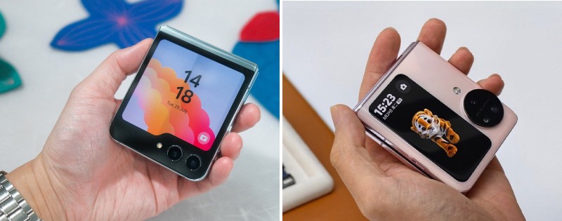 Cả Galaxy Z Flip 5 và OPPO Find N3 Flip đều sở hữu thiết kế nhỏ gọn trong lòng bàn tay