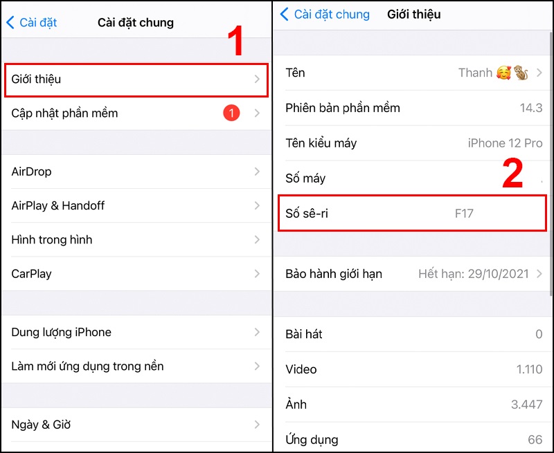 Xác định số seri của điện thoại iPhone qua cài đặt