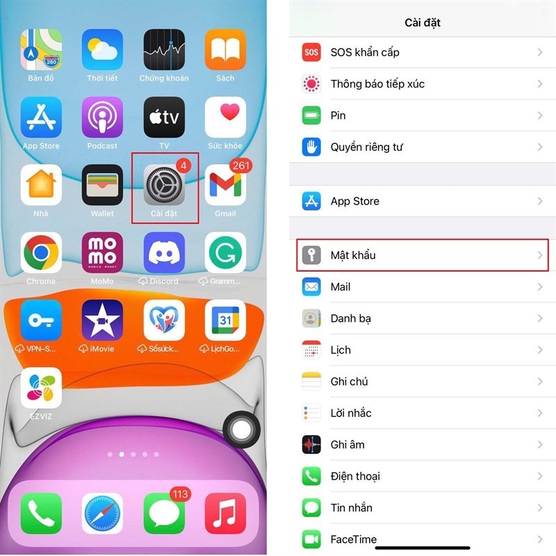 Cách mở “Mật khẩu” trên điện thoại iPhone