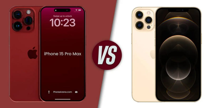 So sánh điện thoại iPhone 12 Pro Max và 15 Pro Max