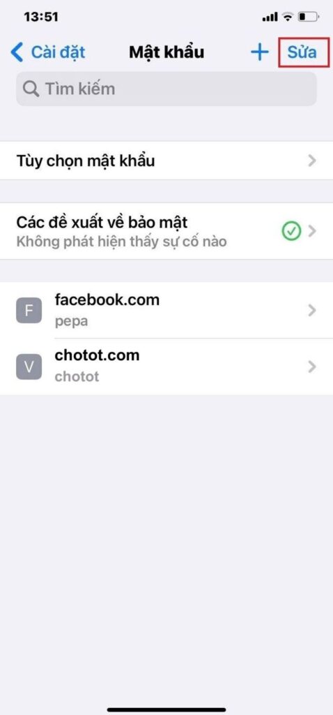 Thao tác chọn nhiều mật khẩu để xóa