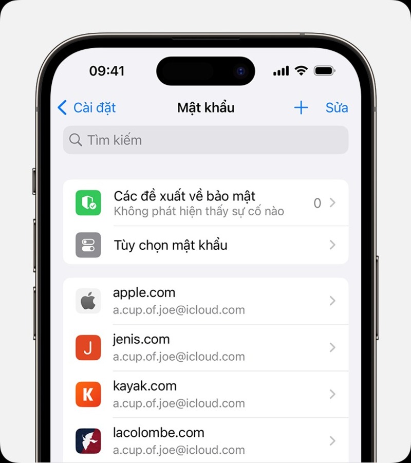 Mở “Mật khẩu” để xem các mật khẩu đã được lưu trên iPhone