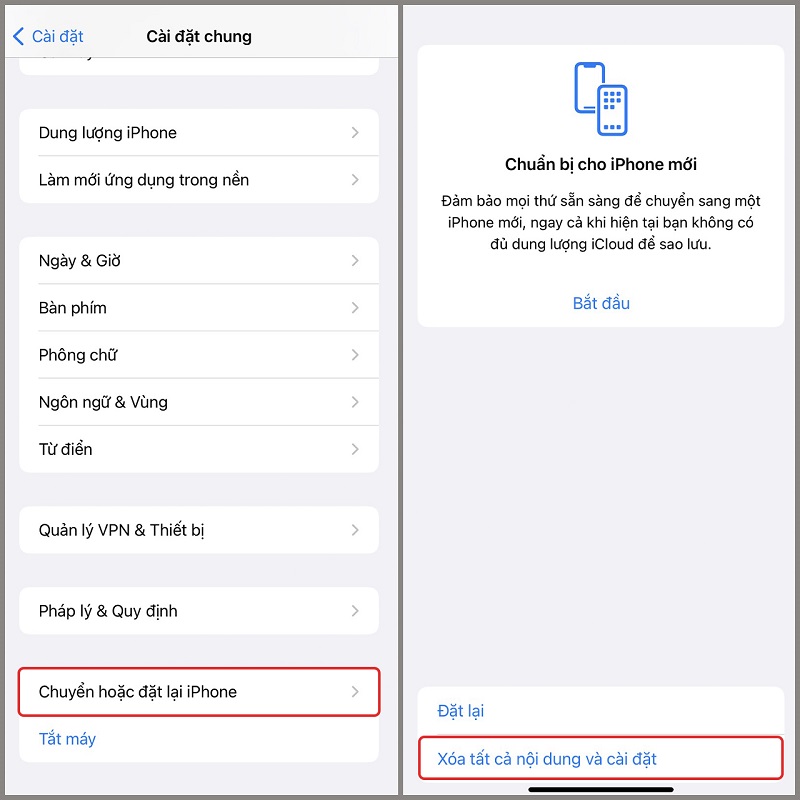 Khôi phục cài đặt gốc iPhone