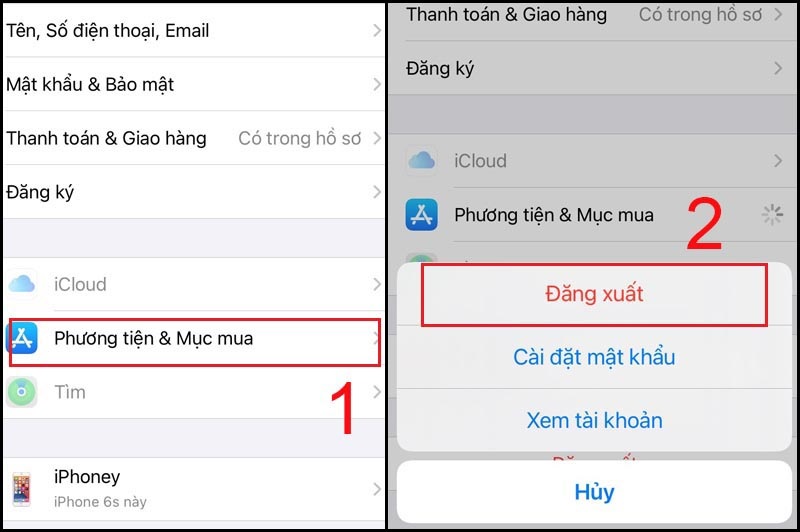 Đăng xuất khỏi iTunes & App Store