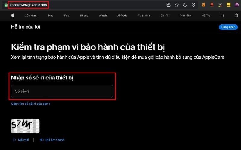 Nhập số Seri trên website của Apple để kiểm tra iPhone cũ