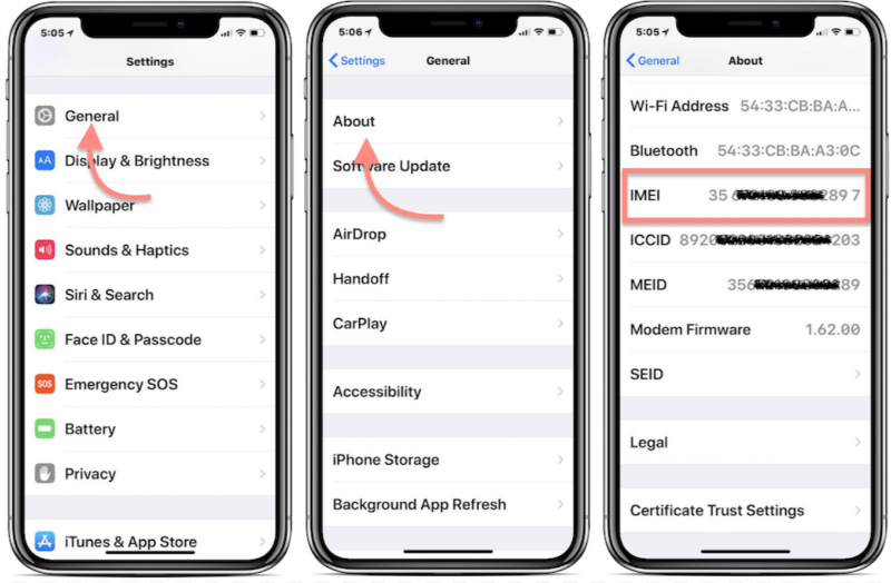 Người dùng có thể dễ dàng tra cứu IMEI qua cài đặt máy
