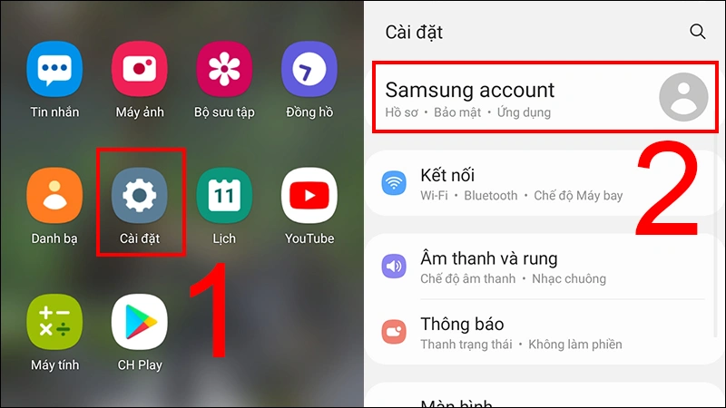 Vào cài đặt tài khoản để kiểm tra Samsung Account có đăng nhập trên Samsung S23 Ultra không