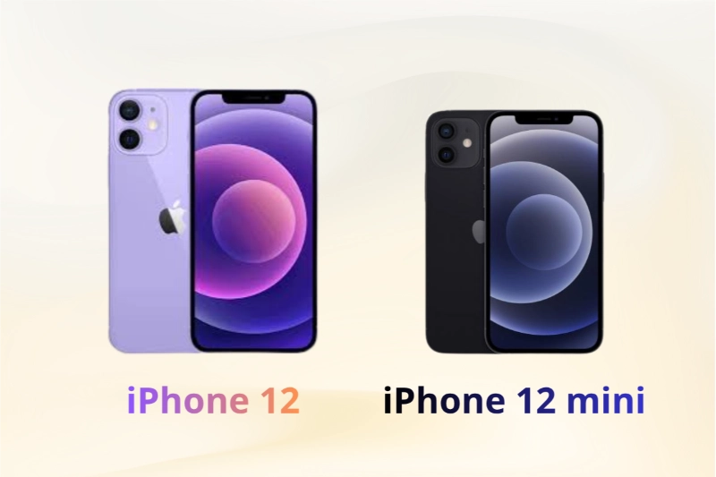 iPhone 12 mini nhỏ gọn, iPhone 12 kích thước tiêu chuẩn.