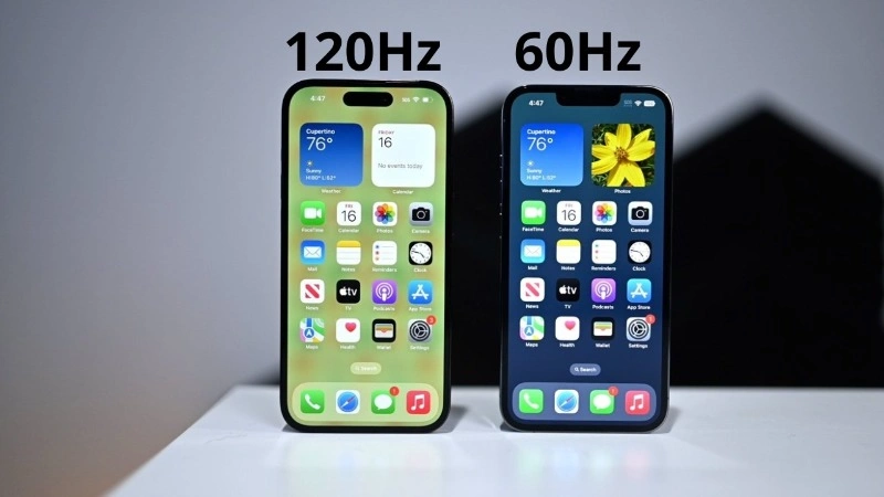 iPhone 12 Pro có tần số quét 60Hz thấp hơn so với iPhone 13 Pro 120Hz