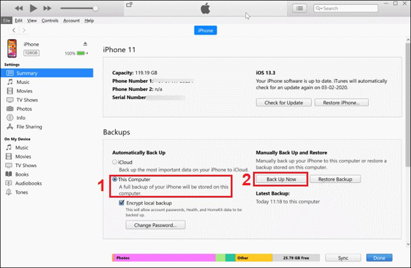 Chuyển toàn bộ dữ liệu từ iPhone cũ sang iPhone 17 bằng iTunes