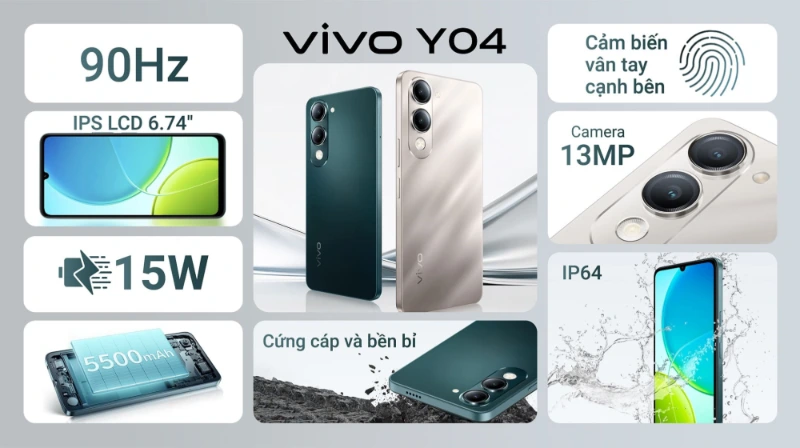 Vivo Y04 nhỏ gọn, pin bền, phù hợp cho người dùng cơ bản