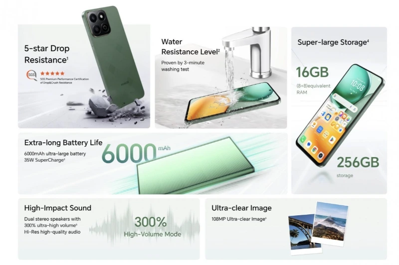 HONOR X7c thiết kế hiện đại, phù hợp với đa số người dùng phổ thông