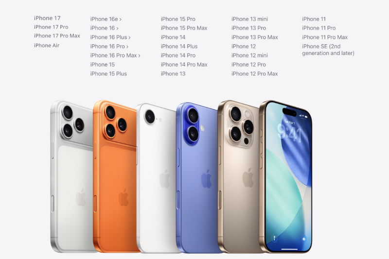 iPhone hỗ trợ iOS 26 bao gồm SE 2, 11, 12, 13, 14, 15 và các đời mới hơn