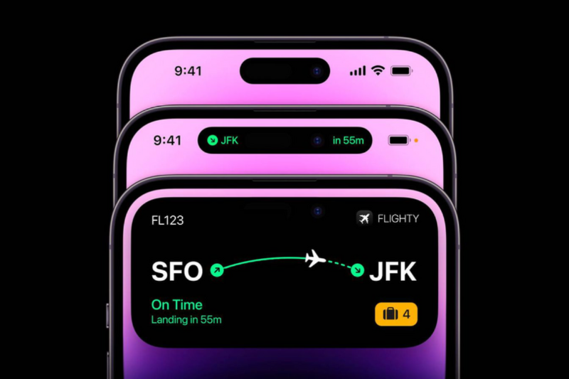Dynamic Island trên iPhone 14 Pro hiển thị thông báo và cảnh báo hệ thống