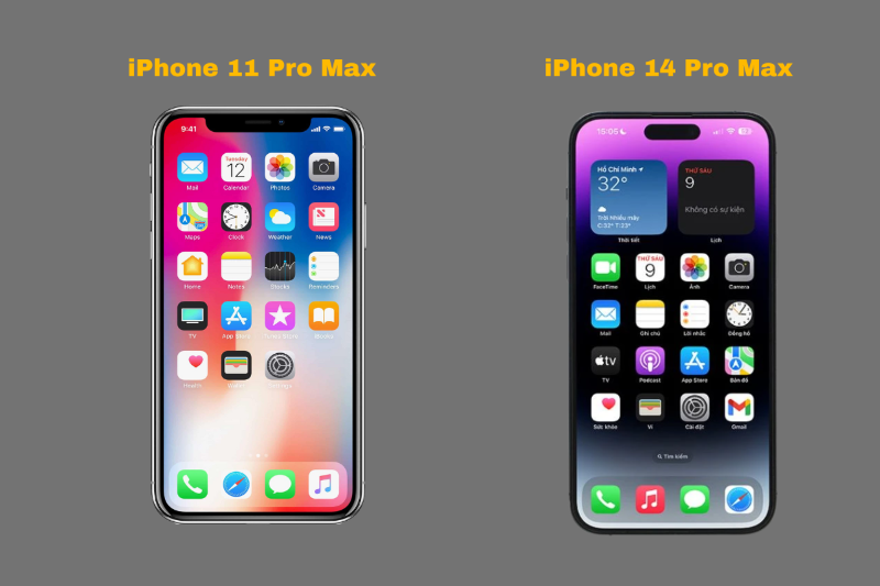 So sánh màn hình iPhone 11 Pro Max và iPhone 14 Pro Max với 120Hz