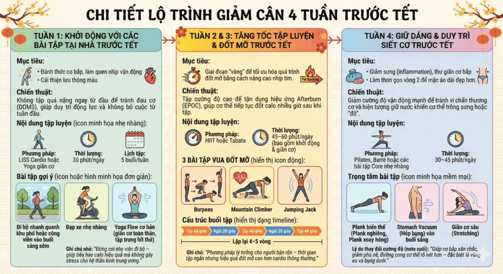 Lộ trình 4 tuần tập luyện đón Tết
