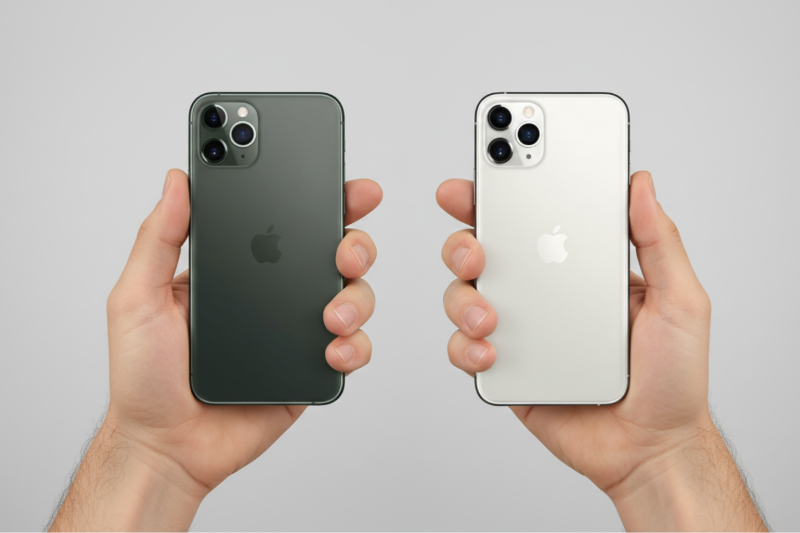 Đặt cạnh iPhone 11 Pro và iPhone 11 Pro Max để so sánh thiết kế, pin và màn hình
