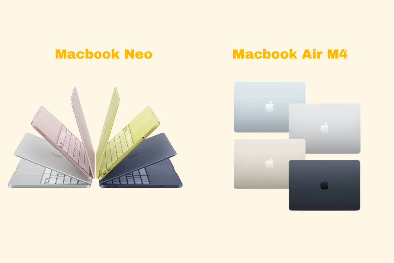 Bảng giá MacBook Neo và MacBook Air M4 theo dung lượng