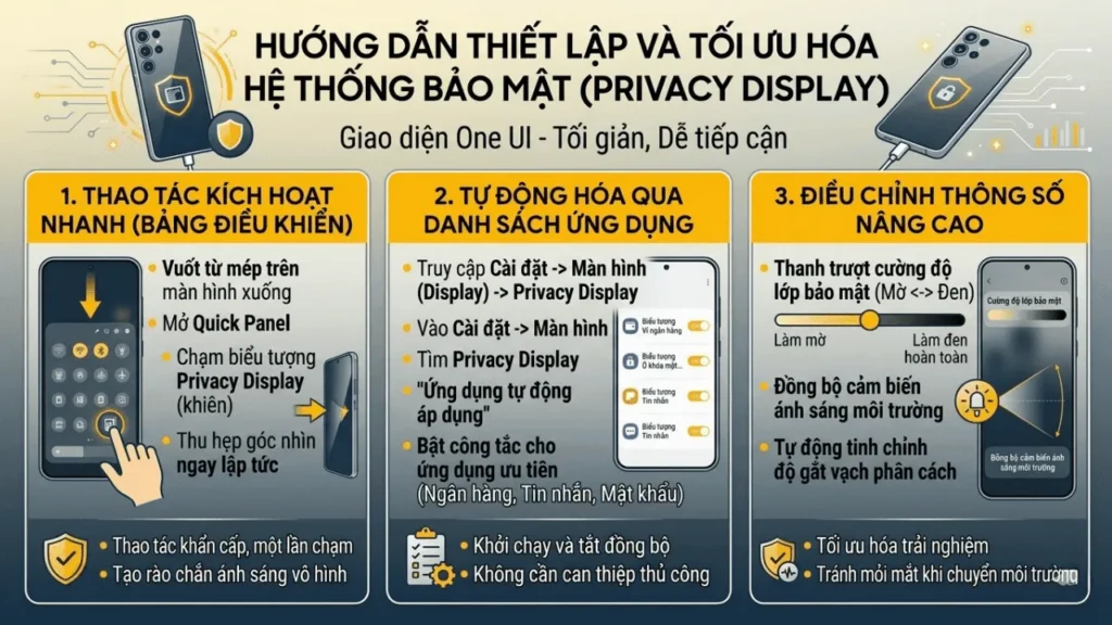 Hướng dẫn thiết lập Privacy Display và tối ưu hóa hệ thống bảo mật