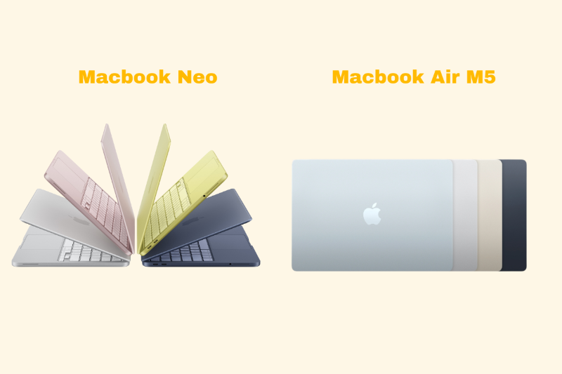 Bảng giá MacBook Neo và MacBook Air M5 theo dung lượng lưu trữ