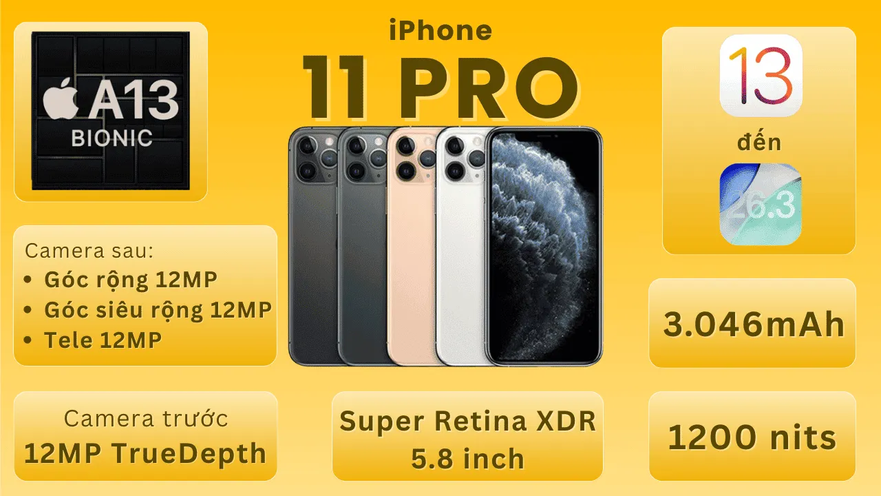 Điện thoại iPhone 11 Pro chính hãng giá rẻ