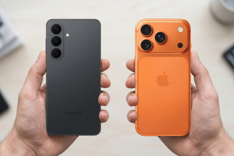 Đặt cạnh Samsung Galaxy S26 Plus và iPhone 17 Pro với khác biệt thiết kế, camera và hiệu năng