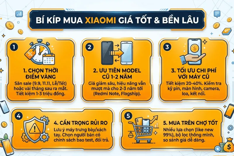 Kinh nghiệm mua điện thoại Xiaomi giá rẻ