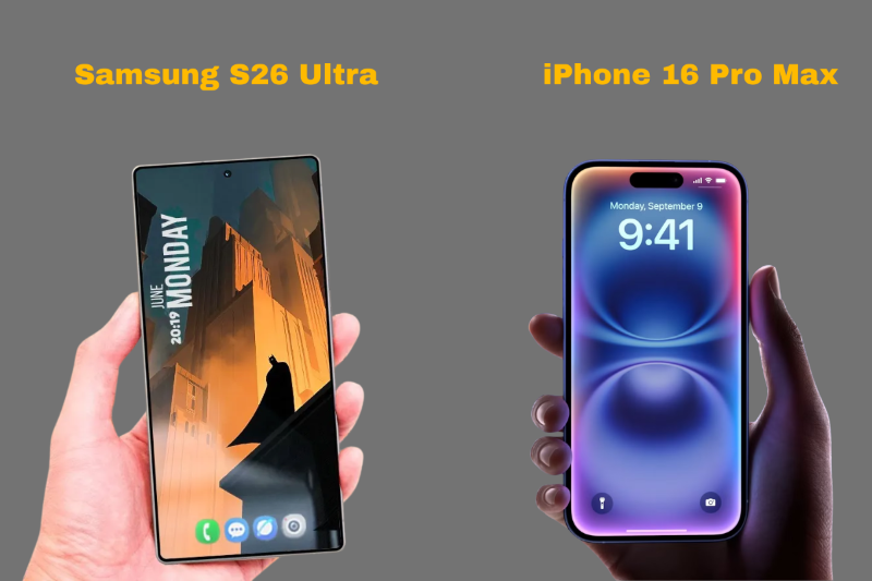 Màn hình Galaxy S26 Ultra và iPhone 16 Pro Max với độ sáng cao