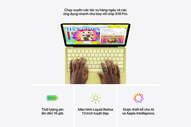 Pin MacBook Neo và khả năng tối ưu năng lượng với chip Apple A18 Pro