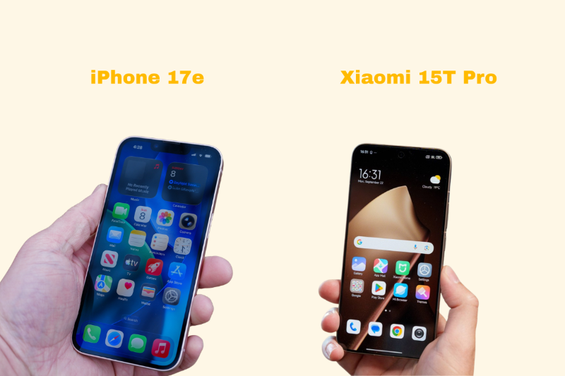 So sánh màn hình iPhone 17e 60Hz và Xiaomi 15T Pro 144Hz sáng 3200 nit