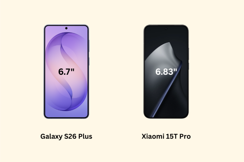 So sánh Galaxy S26 Plus và Xiaomi 15T Pro - Màn hình