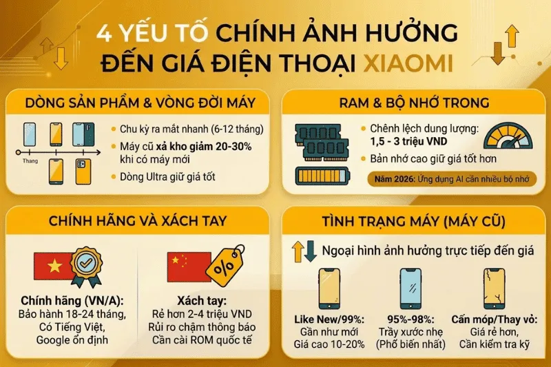 4 yếu tố chính ảnh hưởng đến giá điện thoại Xiaomi