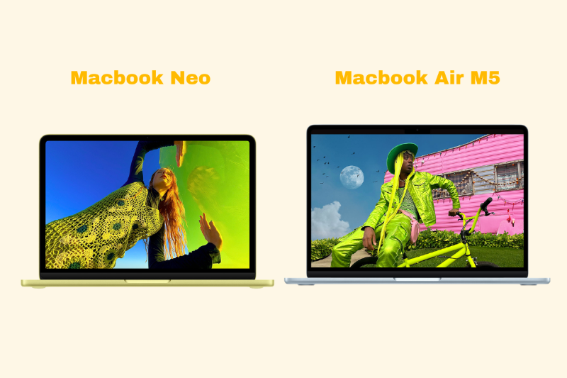 Màn hình MacBook Neo 13 inch đối đầu MacBook Air 15.3 inch rộng rãi