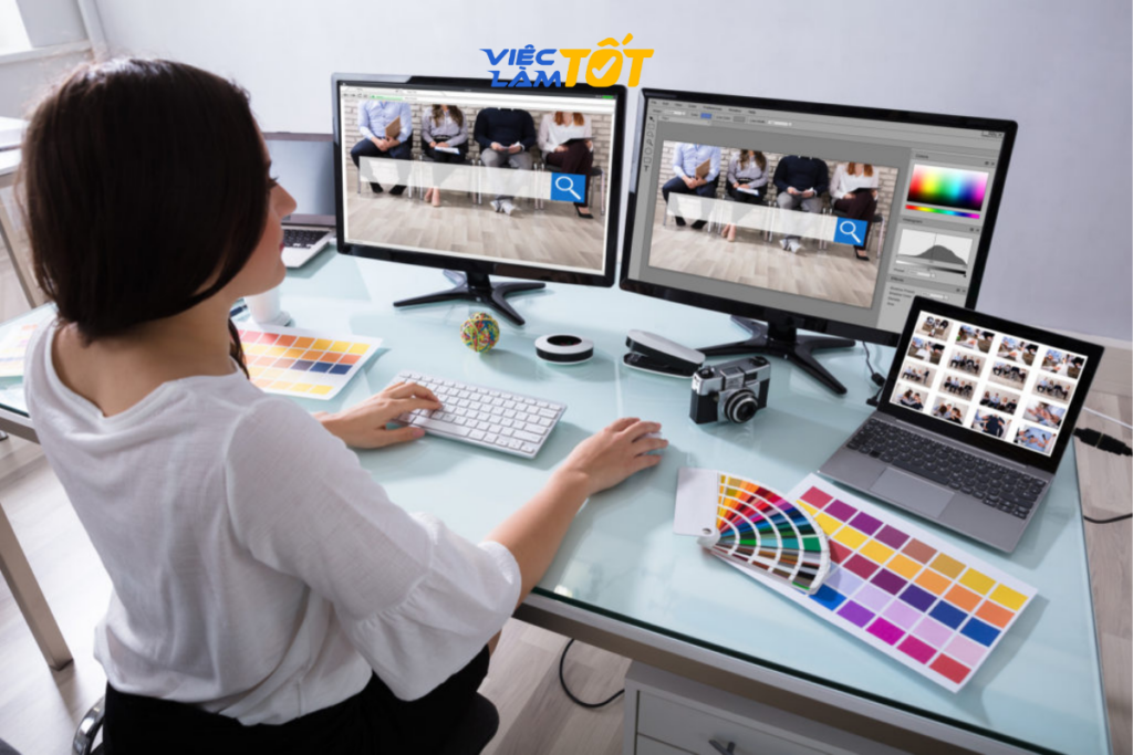 sinh viên học thiết kế đồ họa thực hành